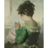 José Puyet, Portrait of a Girl, Oil on canvas