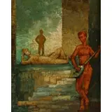Menelaos Katafygiotis, Surrealist Scene, Oil on canvas