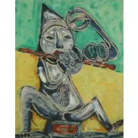 Manfredo Borsi, Flauvista Maziano, 1954, Mixed media on paper