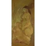 Jamil Naqsh, The Sitting Nude, Oil on masonite