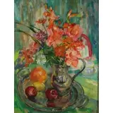 Floral Still Life by Vera Barinova-Kubela, Oil on canvas, sold Jan 2022