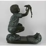 Jim Davidson, Boy & Frog, Large and finely execute bronze sculpture / fountain