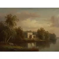 Carl Abraham Rothstén, Landscape with Palace, Oil on canvas