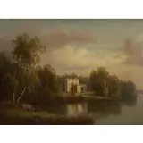 Carl Abraham Rothstén, Landscape with Palace, Oil on canvas