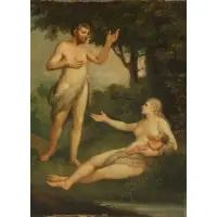 Ludvík Kohl, Adam and Eve, Oil on panel