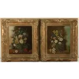 Karl Heiner, Floral Still Lifes, Pairs of oils on canvas