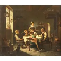 Jan Jac Matthys Damschroeder, Genre Scene, Oil on canvas