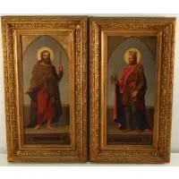 August Ahlborn, Saints, Pair of oils on canvas