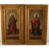 August Ahlborn, Saints, Pair of oils on canvas