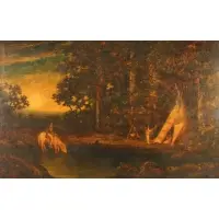 Ralph Albert Blakelock, Sunset, Oil on cradled panel
