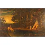 Ralph Albert Blakelock, Sunset, Oil on cradled panel