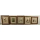 A Rodet, Figures, Grouping of 5 mixed media drawings on paper