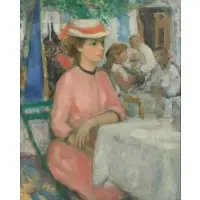 François Gall, Cafe Scene, Oil on canvas
