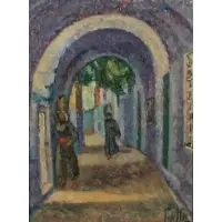 Arieh Allweil, Jerusalem Scene, Oil on canvas