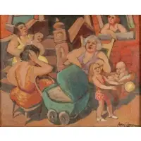 Siesta by Aaron Berkman, 1935, Oil on canvas, sold Dec 2021