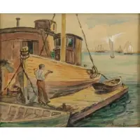 Henrietta Beaumont, Port Scene, Gouache