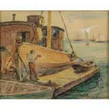 Henrietta Beaumont, Port Scene, Gouache