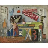 Jules Halfant, Harlem Shop, 1937, Oil on linen on panel