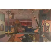 Jules Halfant, Rail Crossing: Middletown, NY, 1941, Oil on linen on panel