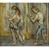 Philip Reisman, Family Shopping, Oil on canvas