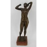 Szigfrid Pongrácz, Untitled, Nude Bronze On red marble base