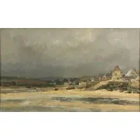 Village de Bretagne au bord de la mer by Émile Louis Vernier, Oil on canvas, sold Nov 2021