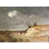 Alfred Emil Paul Etienne Dumont, Shepard in a Stormy Landscape, Oil on panel