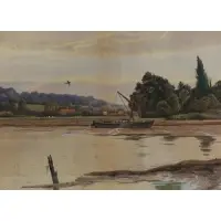 David Johnson, Riverscape, Watercolor
