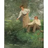 Paul Chocarne-Moreau, Fishers, Oil on canvas