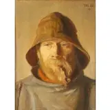 Michael Ancher, Fisherman, Oil on board
