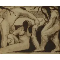 Abraham Walkowitz, Nudes, Monotype