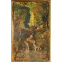 Louis Eilshemius, Landscape, Oil on board