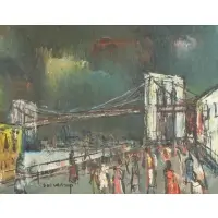 Brooklyn Bridge by Sol Wilson, Oil on canvas, sold Nov 2021