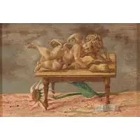 Reclining Cherub by Aaron Bohrod, Oil on board, sold Nov 2021