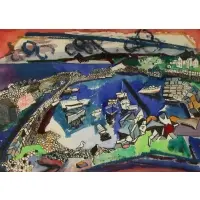 De Hirsh Margules, Port Scene, Mixed media on paper