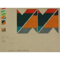 Larry Zox, Scissors Jack Series Study, 1965, Colored pencil and graphite on paper