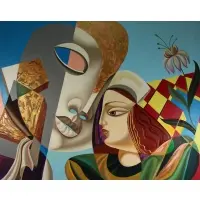 Mischa Borisoff, Surrealist Composition, Oil on canvas