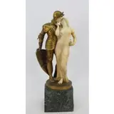 E Kestner, Untitled, Bronze & Marble Sculpture of a Knight Kissing A Beauty