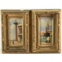 P Santi, Venetian Scenes, Pair of oils on canvas