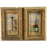 P Santi, Venetian Scenes, Pair of oils on canvas