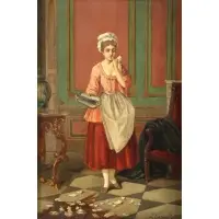 Joseph Caraud, Genre Scene, Oil on panel
