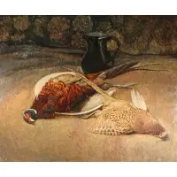 J Severin, Still Life with Game, Oil on canvas