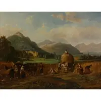 Antonín Zimmer, Harvest, Oil on canvas