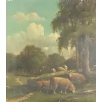 Charles Grant Davidson, Sheep, Oil on board