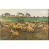 Edward George Hobley, A Sheep Hold, 1890, Oil on canvas