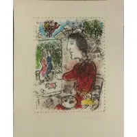 Marc Chagall, The Painter in a Red Jacket, 1974, Lithograph