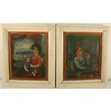 Jakub Zucker, Portraits of Children, Pair of oils on board