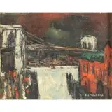 Sol Wilson, Dock and Bridge, Oil on canvas