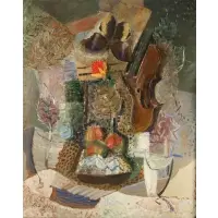 Oscar Wilhelm, LUTHY (SWISS, 1882-1945), Oil and collage on board