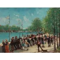 Donald Purdy, Along the Quai., 1990, Oil on board